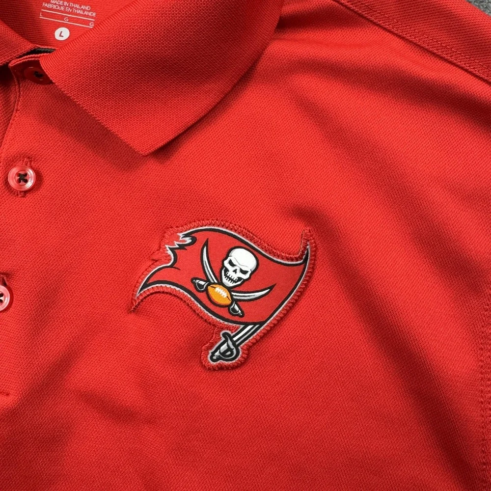 Nike Polo Shirt Mens Large Red Tampa Bay‎ Buccaneers NFL Dri-FIT Training 657574